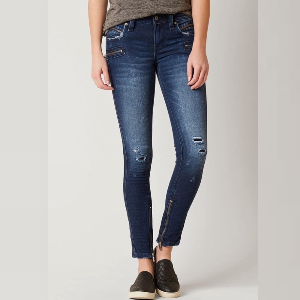 Rock Revival Camille Skinny Moto Distressed Jeans – Size 27 – Dark Wash - Picture 1 of 12